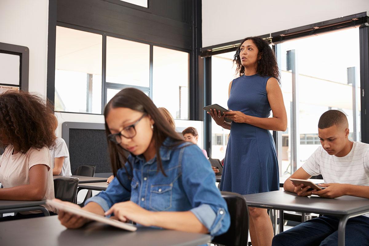 teacher in classroom with students